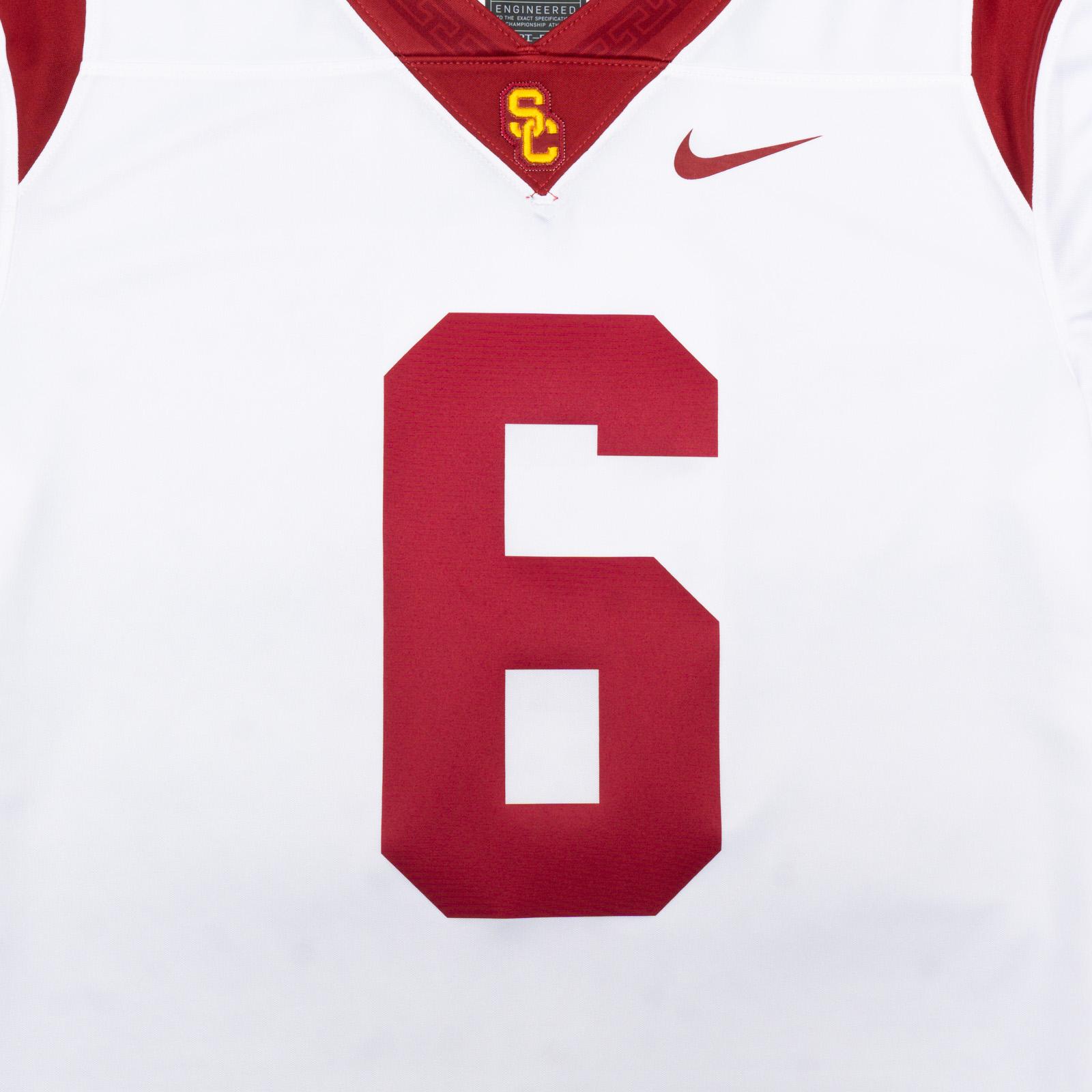 USC Trojans Men's Nike White #6 Makai Lemon Football Jersey | USC